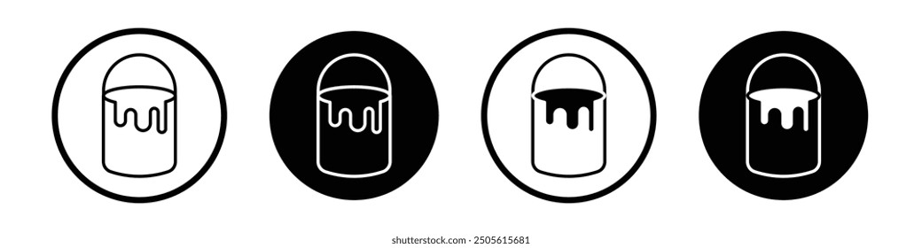Paint Bucket vector icon set black filled and outlined style.