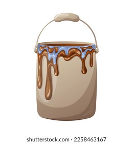 Cubo de pintura, ilustración vectorial, fondo aislado, estilo de caricatura