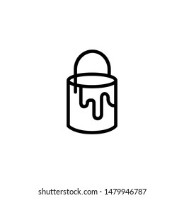 Paint bucket vector line icon. Craft, hobby, instrument. Design concept. Vector illustration can be used for topics like renovation, handicraft, art