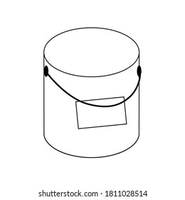Paint bucket vector line icon. İllustration for repair theme, doodle style