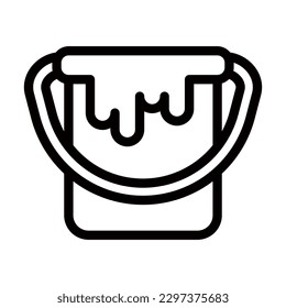 Diseño de icono de línea de vector de cubo de pintura
