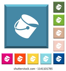 Paint bucket white icons on edged square buttons in various trendy colors