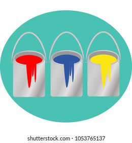 Paint in buckets. Flat design.