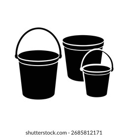 Ilustración de Arte vectorial de silueta de cubos de pintura