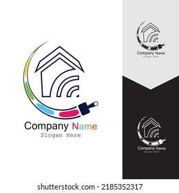 PAINT BUILDING ICON BACKGROUND VECTOR TEMPLATE