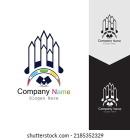 PAINT BUILDING ICON BACKGROUND VECTOR TEMPLATE