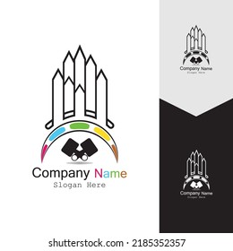 PAINT BUILDING ICON BACKGROUND VECTOR TEMPLATE