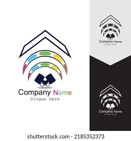 PAINT BUILDING ICON BACKGROUND VECTOR TEMPLATE