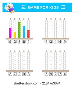 Paint by number. Math activity for kids. Developing numeracy skills. Number range up to 10. Vector illustration.