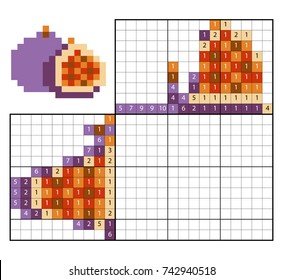 Paint by number puzzle (nonogram), education game for children, Figs