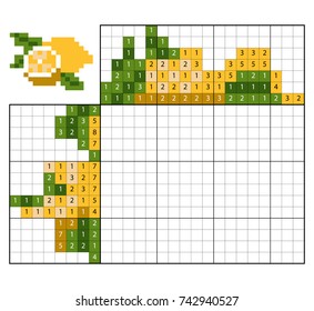 Paint by number puzzle (nonogram), education game for children, Lemon