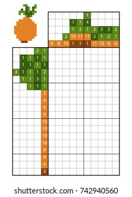 Paint by number puzzle (nonogram), education game for children, Onion