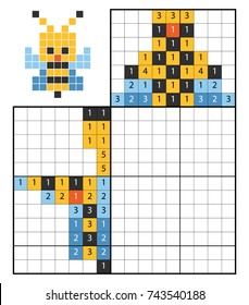 Paint by number puzzle (nonogram), education game for children, Bee