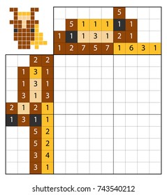 Paint by number puzzle (nonogram), education game for children, Horse