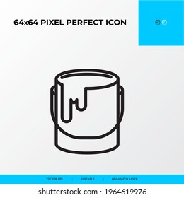 paint can 64x64 Pixel perfect icon. Brushes and painting vector line icon style.