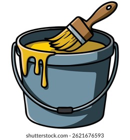 pintura pode pincel decorando item isolado vetor ilustração no fundo branco