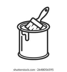 Paint can with brush dripping paint icon for home improvement and renovation projects