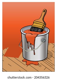 Paint Can Paint Can Brush Drips Stock Vector (royalty Free) 204356326 