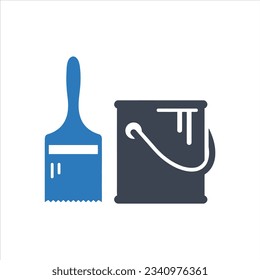 Paint can and brush icon