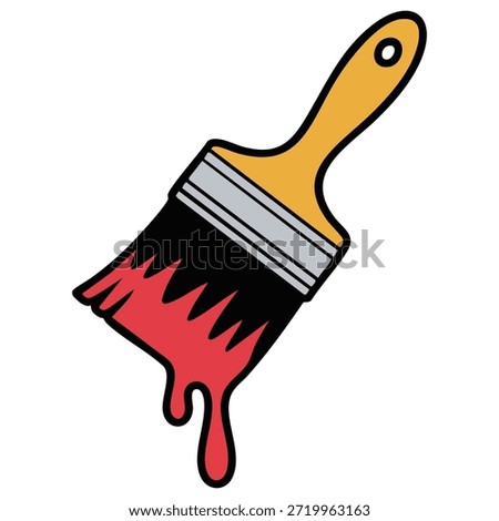 Paint can and a brush isolated objects vector