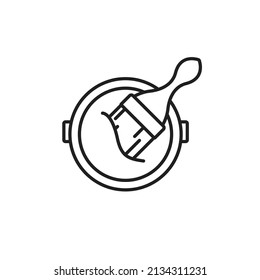 Paint can with brush line icon