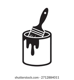 Lata de pintura con diseño de icono simple de pincel