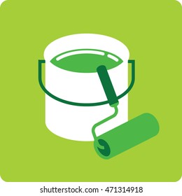 Paint can and brush. vector illustration.