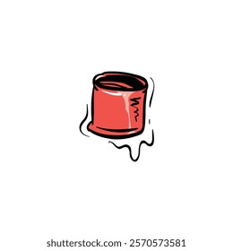 Paint can drawing in cartoon comic style. Vector illustration art.