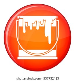 Paint can icon in red circle isolated on white background vector illustration