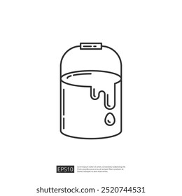 Paint Can Icon, Simple Line Vector Illustration