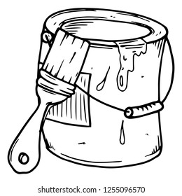 Paint can icon. Vector illustration big can of paint. Hand drawn can of paint for walls.
