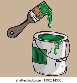 Paint can icon. Vector illustration big can of paint. Hand drawn can of paint for walls.