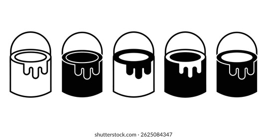 Paint Can Icons Set Dripping Paint Simple Minimalist Vector Graphic Design 