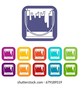 Paint can icons set vector illustration in flat style In colors red, blue, green and other