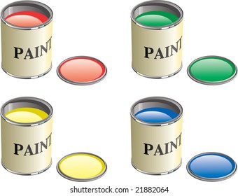 Paint can with lid removed show paint in can.