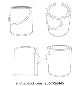 Paint Can Line Art Vector Illustration on White Background. Clean and Minimalist Design for DIY, Painting, and Home Renovation