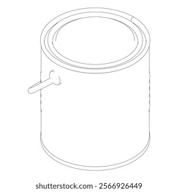 Paint Can Line Art Vector Illustration on White Background. Clean and Minimalist Design for DIY, Painting, and Home Renovation