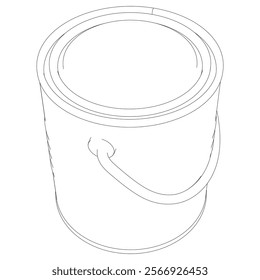 Paint Can Line Art Vector Illustration on White Background. Clean and Minimalist Design for DIY, Painting, and Home Renovation