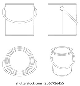 Paint Can Line Art Vector Illustration on White Background. Clean and Minimalist Design for DIY, Painting, and Home Renovation