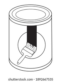paint can line vector illustration,isolated on white background for education,top view