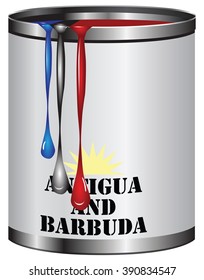 Paint in a can match the color of the flag of Antigua and Barbuda.
