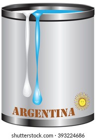 Paint in a can match the color of the flag of Argentina.