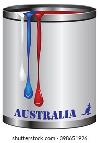 Paint in a can match the color of the flag of Australia.