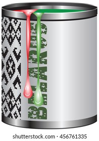 Paint in a can match the color of the flag of Belarus.
