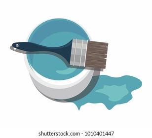 Paint can with Paintbrush isolated on white background