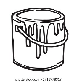 Lata de pintura. Ilustración vectorial en estilo doodle.