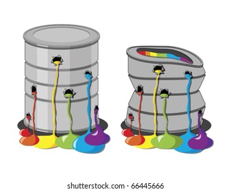 paint cans against white background, abstract vector art illustration