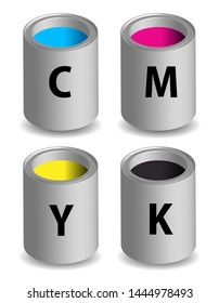 paint cans, CMYK, vector illustration 
