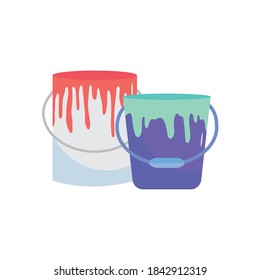 paint cans icon over white background, flat style, vector illustration