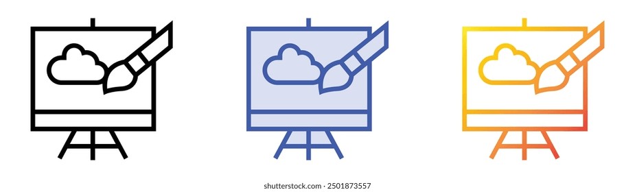 paint canvas icon. Linear, Blue Fill and Gradient Style Design Isolated On White Background